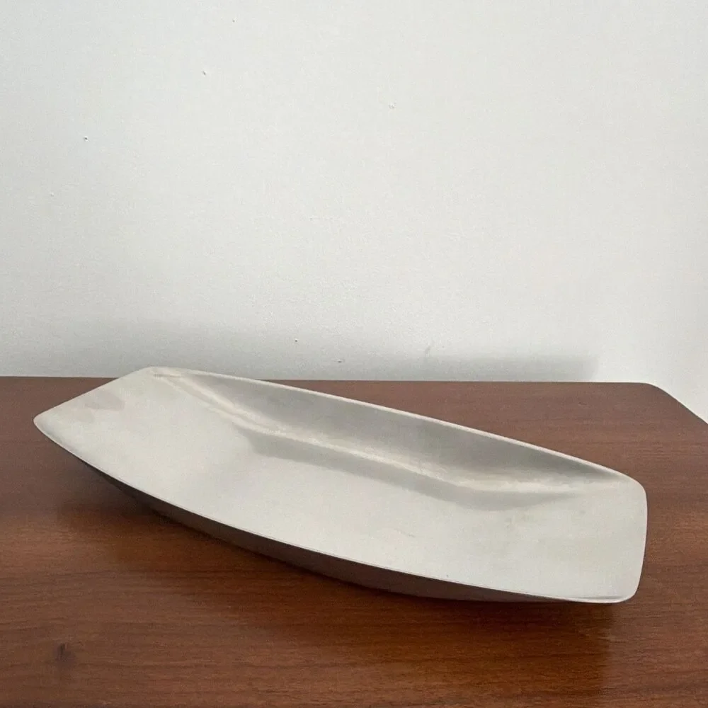 Vintage MCM Stainless Steel Boat Tray Canoe Serving Bowl Dish Mid Century Modern